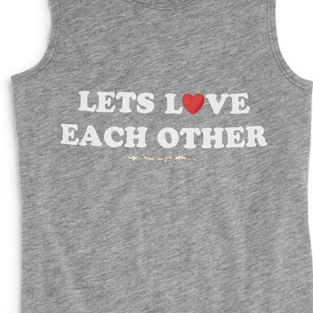 GIRLS' LET'S LOVE MUSCLE TANK - BIG KID IN GRAY